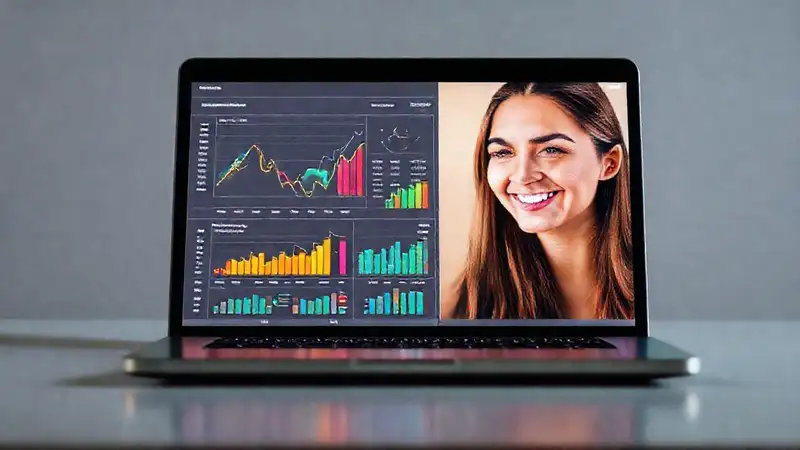 Una laptop moderna muestra éxito digital