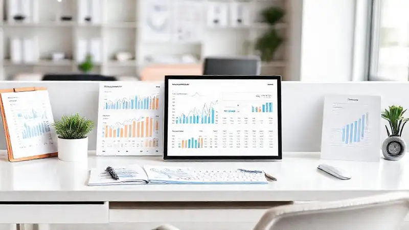Oficina moderna, datos organizados digitalmente