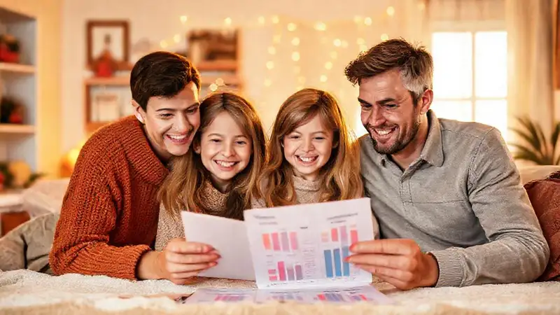 Una familia feliz planea su futuro