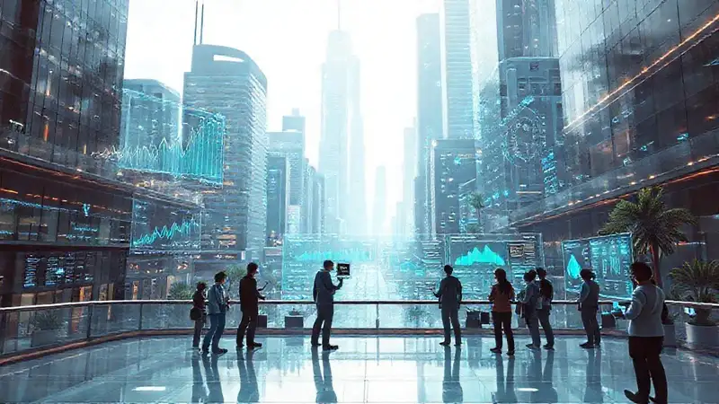 Una ciudad futurista colabora optimísticamente