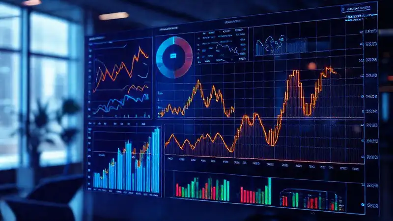 Visualizaciones de datos analizan finanzas digitalmente