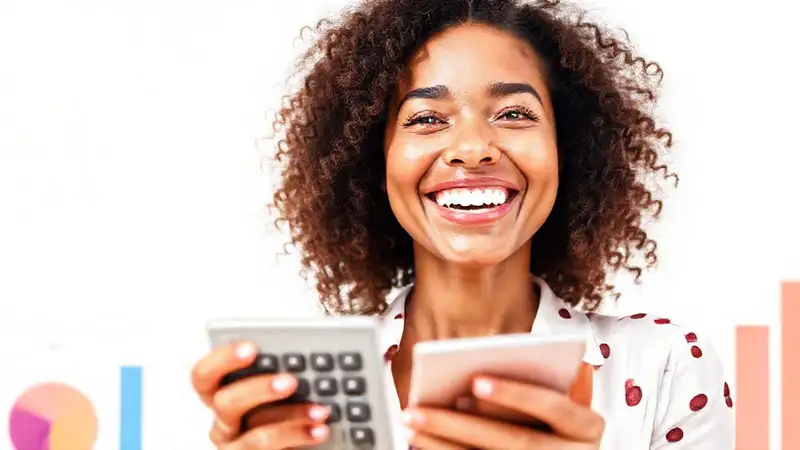 Es posible personalizar los plazos en la calculadora de ahorro Una mujer optimista planifica su libertad financiera