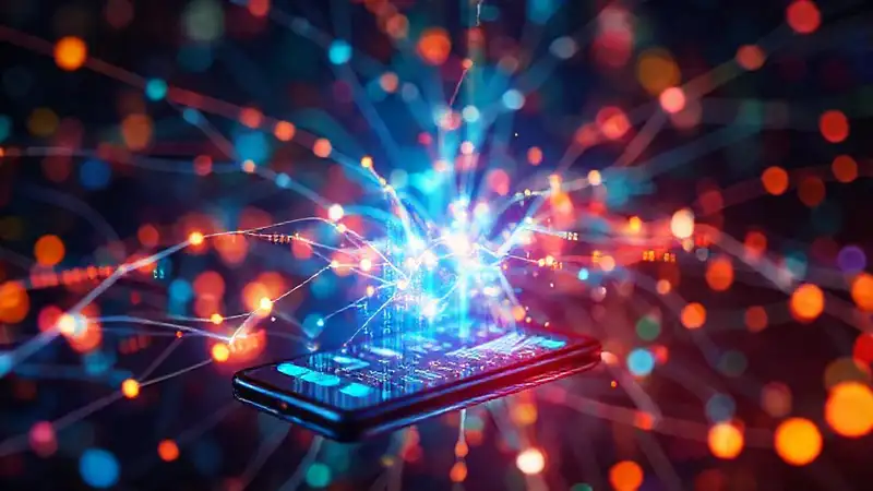 Redes neuronales digitales, visualmente futuristas y vibrantes