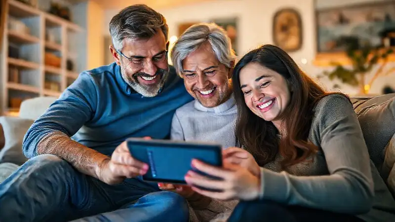 La familia planifica felizmente en casa