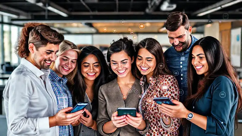 Equipo colaborativo planifica digitalmente en oficina