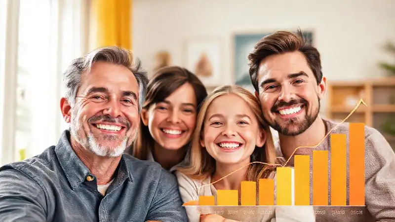 Familia feliz, prosperidad y futuro seguro