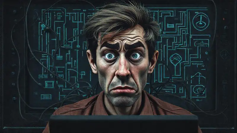 El usuario frustrado se pierde en la tecnología