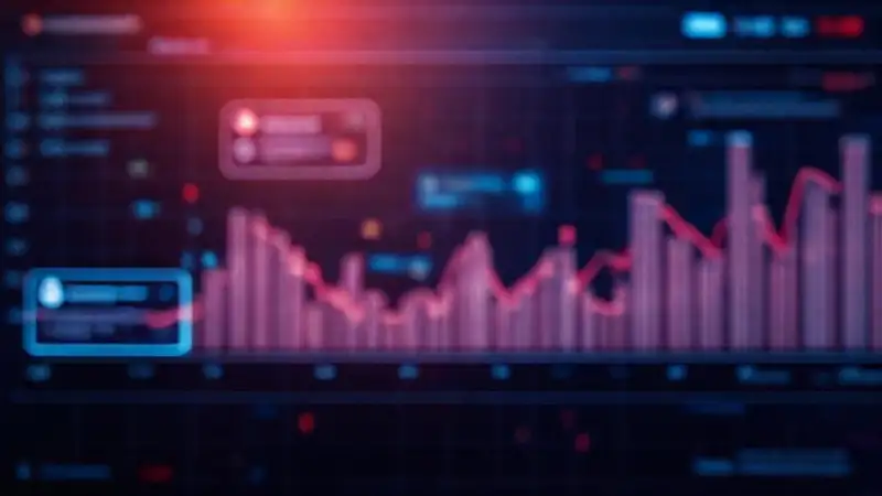 Visualización digital minimalista, oscura y neón