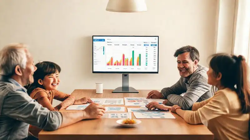 Familia planifica un futuro financiero optimista