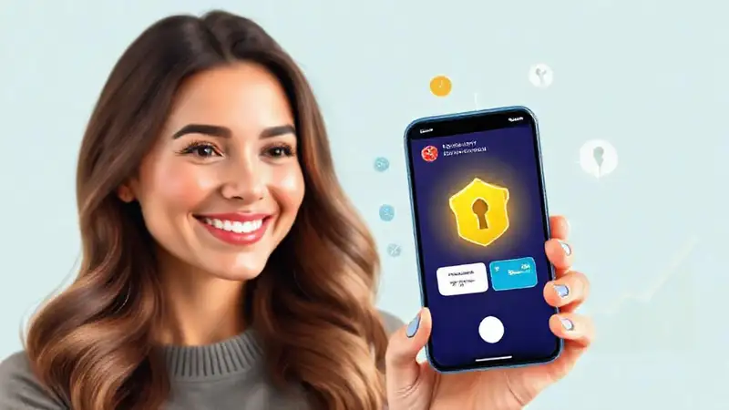 La mujer transmite seguridad bancaria digital