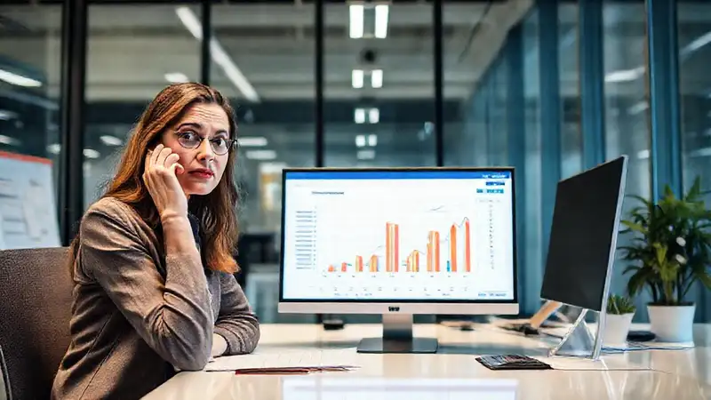Una mujer duda ante la hoja de cálculo