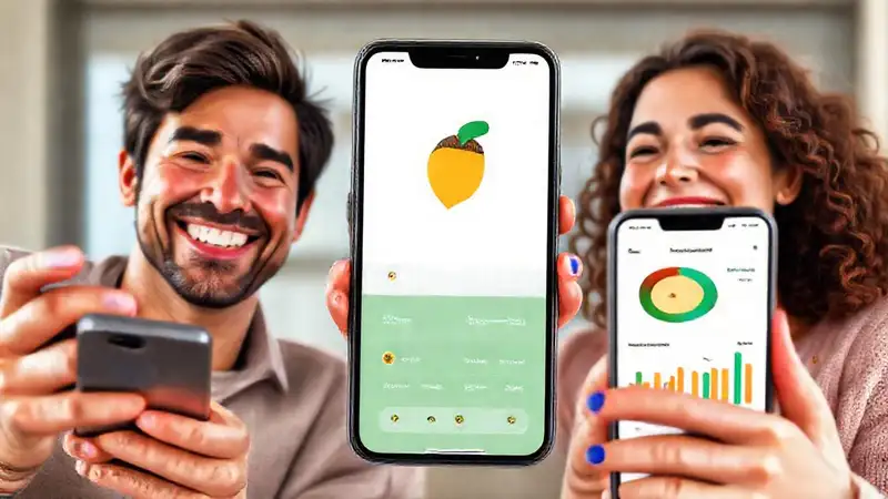Familia feliz ahorra con tecnología