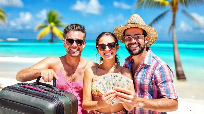 Pareja feliz disfruta de su viaje