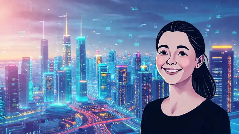 Una ciudad futurista transmite calma digital