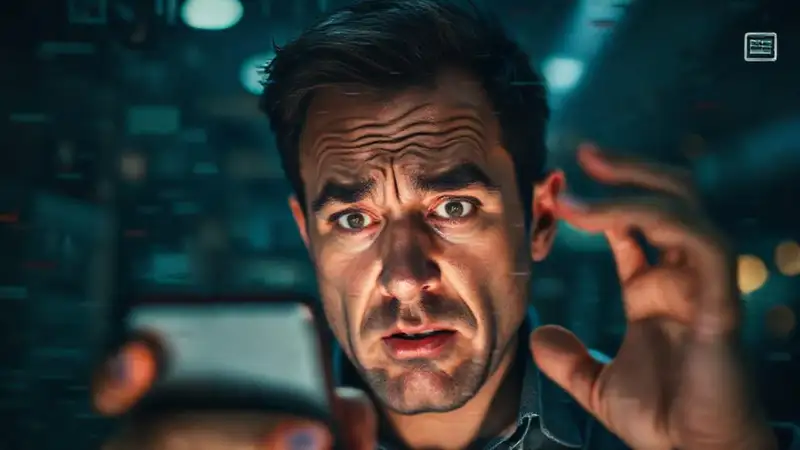 Qué sucede si olvido ingresar un gasto en mi app de presupuesto Un hombre frustrado enfrenta un fallo digital