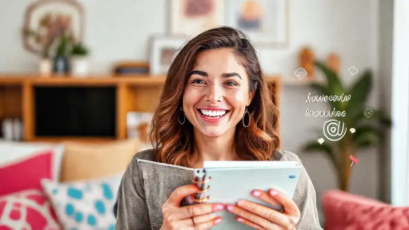 Cómo configurar recordatorios para mis metas de ahorro Mujer planifica su éxito con color