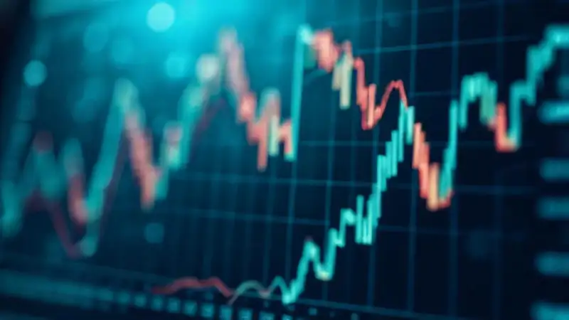 Gráficos financieros oscuros y detallados brillan