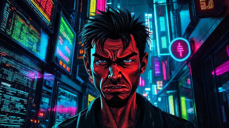 Ciudad cyberpunk digital, oscura y frustrante