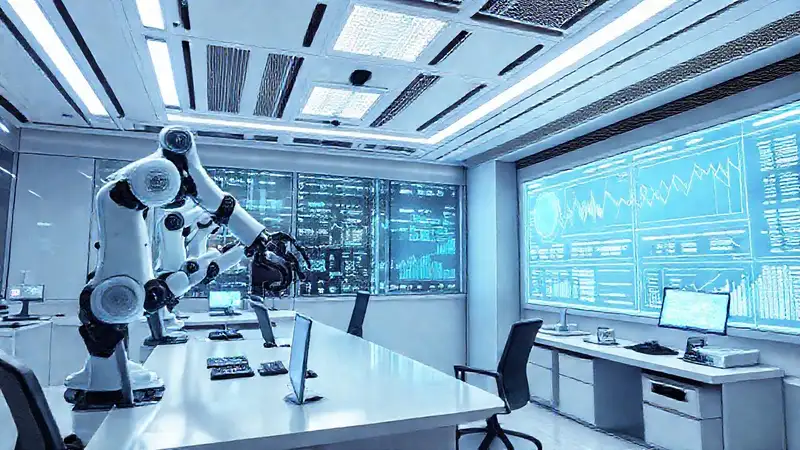 Oficina futurista, automatización y diseño limpio