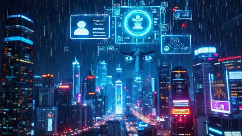 Ciudad futurista, datos y ansiedad digital