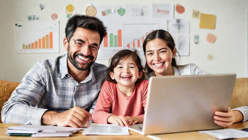 Una familia planifica su futuro financiero