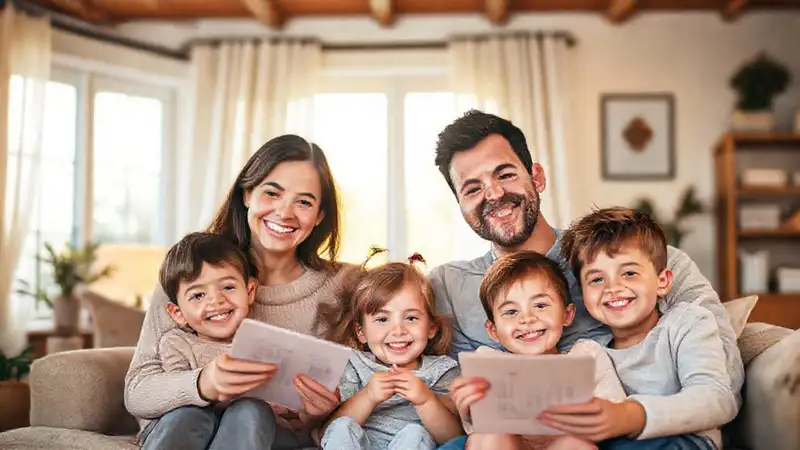 Familia feliz logra éxito y calma