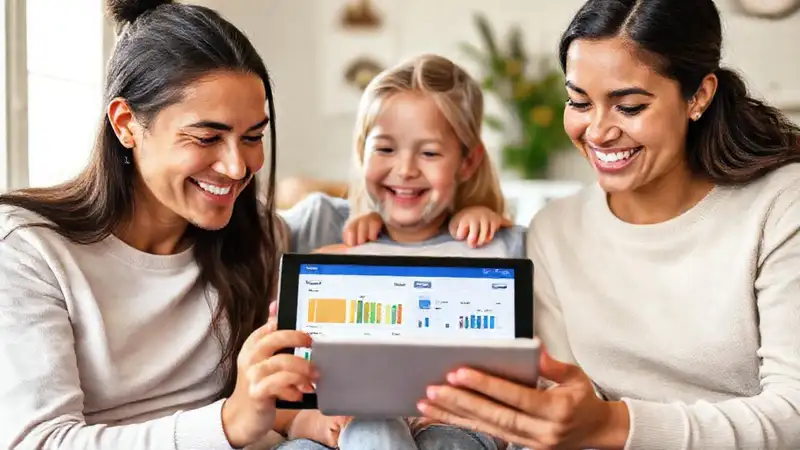 Una familia feliz planifica su futuro