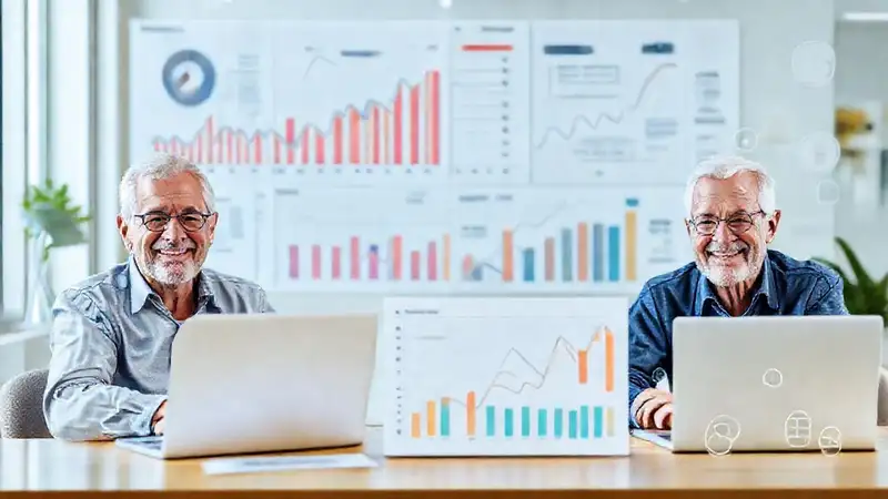 Cómo comparar aplicaciones de jubilación entre sí Gráficos financieros representan jubilaciones exitosas