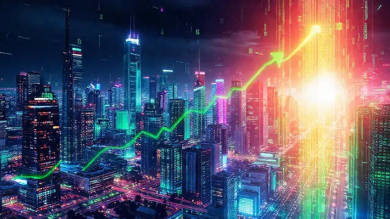 Las apps de optimización también gestionan ingresos y ahorros Una ciudad futurista y optimista digital