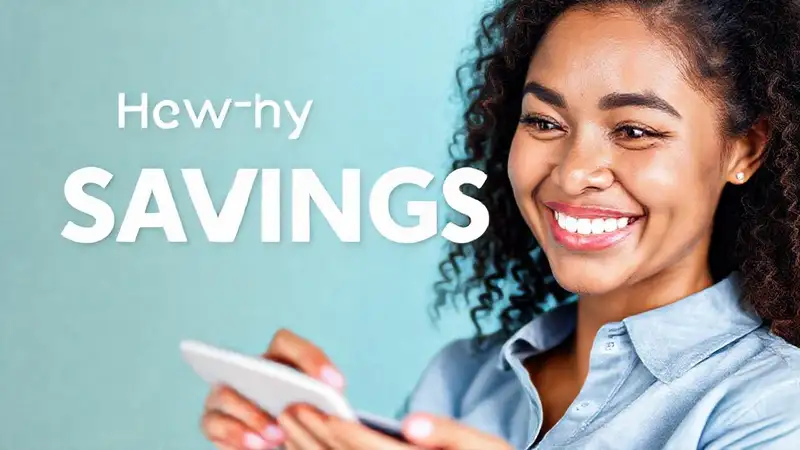 Cómo se calcula el monto final con la calculadora de ahorro Mujer sonriente planifica ahorros con calculadora