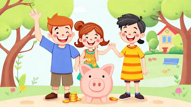 Familia feliz aprende sobre dinero
