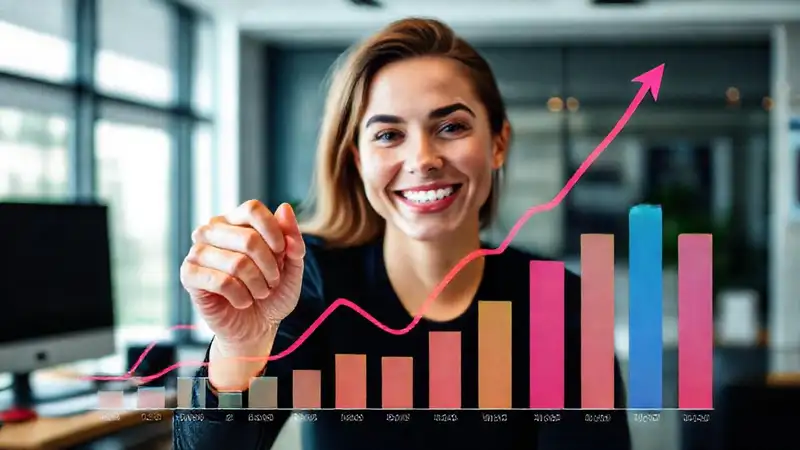 Gráficos financieros digitales muestran éxito