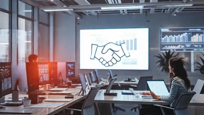 Oficina moderna: tecnología y profesionales brillantes